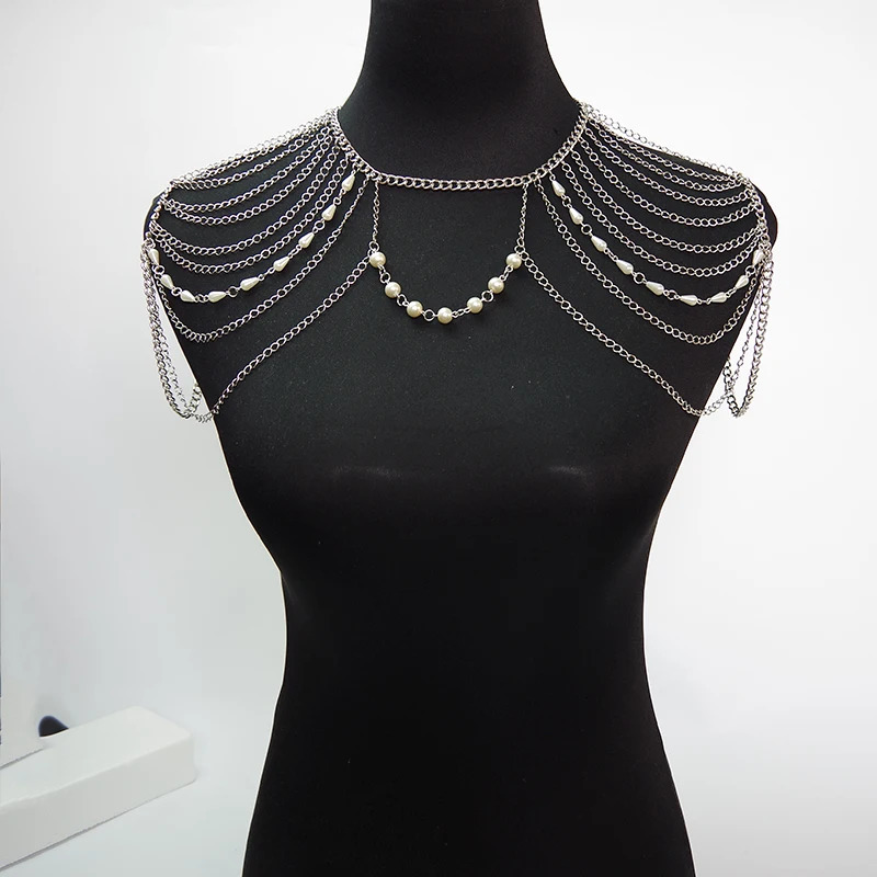 Shoulder Chain Necklaces Pendants beads Chains Punk Necklace Fashion Party Shoulder Accessories 240223