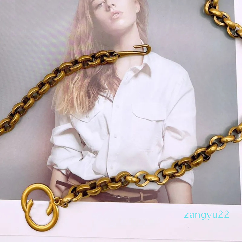 2024 Vintage Gold Womens Waist Chain Solid Metal Waistchains Versatile Antique Copper Letters Pendant Ladies Belts Designers Retro Waist Chain Belt Accessories