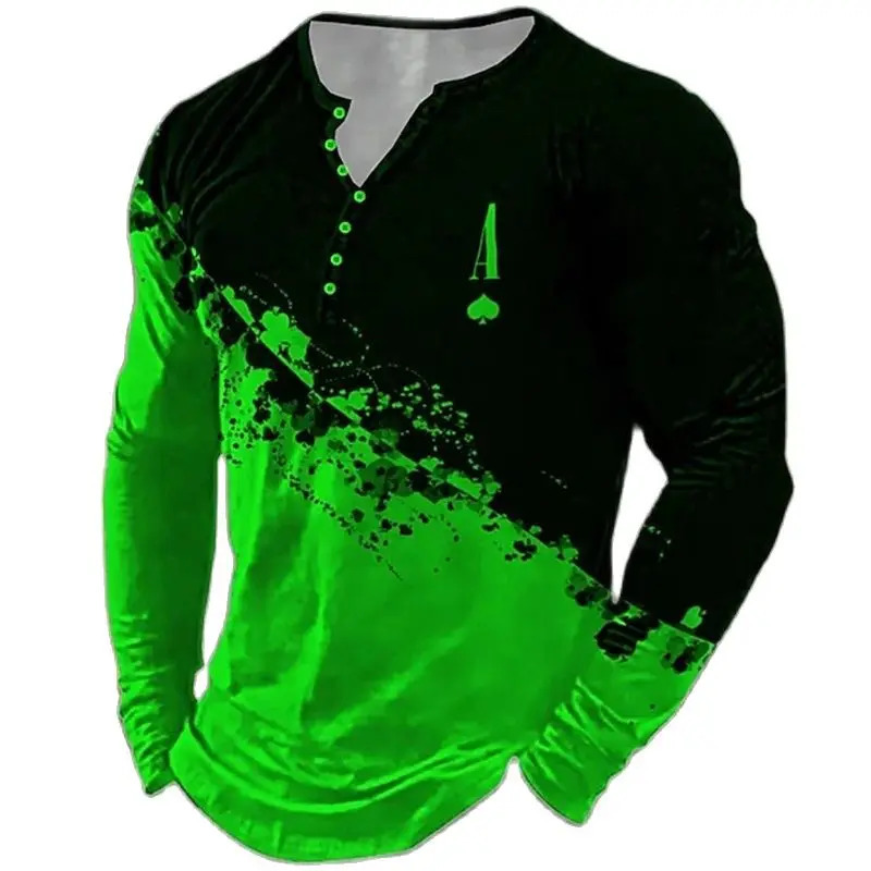 Mens T Shirts Vintage Color Blocking Long Sleeve Tops Autumn Cotton Graphic Casual Hip Hop Oversized Clothing Vneck Tshirts 240219