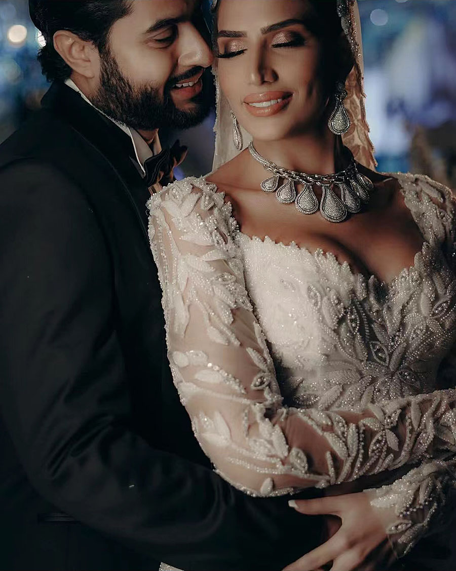 Ebi Arabic Aso Sequined Muslim Mermaid Wedding Dress Exquisite Sheer Neck Lace Pearls Beaded Long Sleeves Bridal Gowns Court Train Vestido De Novia 32