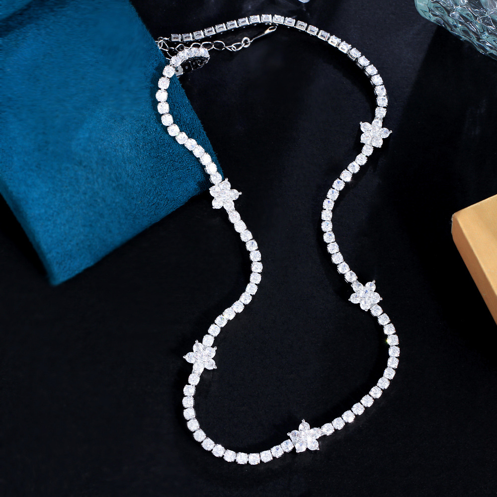 Choucong Brand Tennis Pendant Luxury Jewelry 18K White Gold Fill Round Cut 5A Cubic Zircon CZ Diamond Gemstones Party Women Eternity Necklace For Love