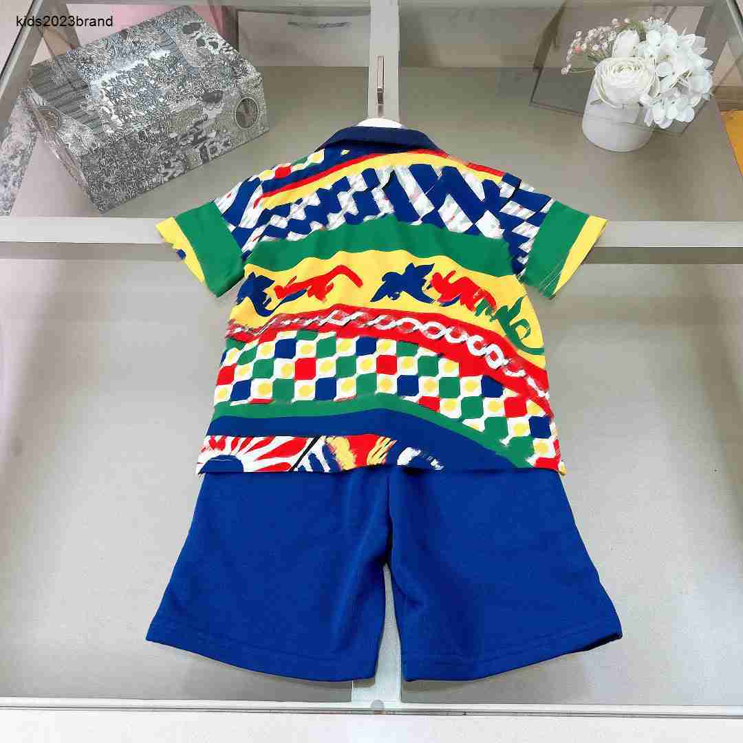 New tracksuits baby casual suit child T-shirt set Size 100-160 kids Color full printing Short sleeved Polo and shorts 24Feb20