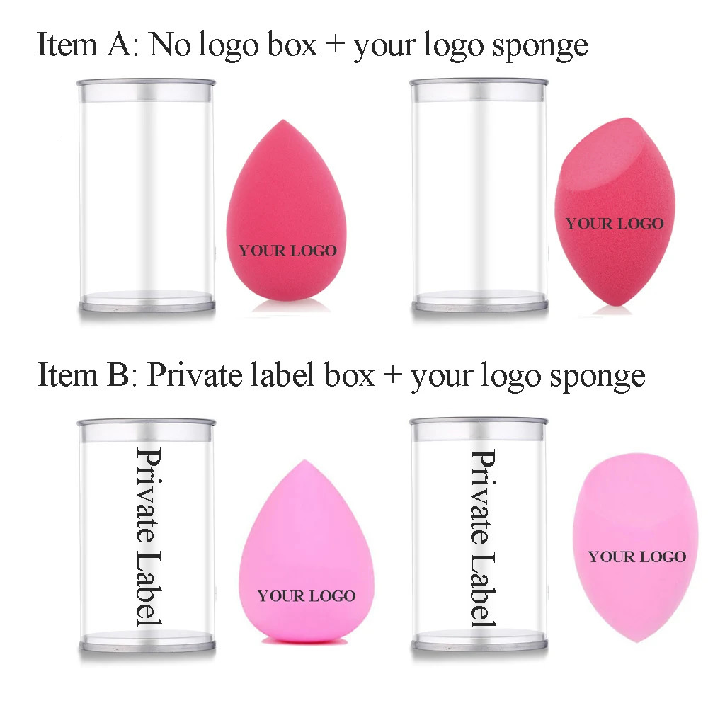 100pcs Custom Makeup Sponge with Box OEM Beauti Blender Cosmetic Puff For Foundation Cream Make Up Blender Soft Wholesale 240220