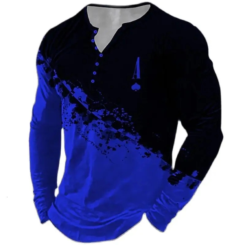 Mens T Shirts Vintage Color Blocking Long Sleeve Tops Autumn Cotton Graphic Casual Hip Hop Oversized Clothing Vneck Tshirts 240219