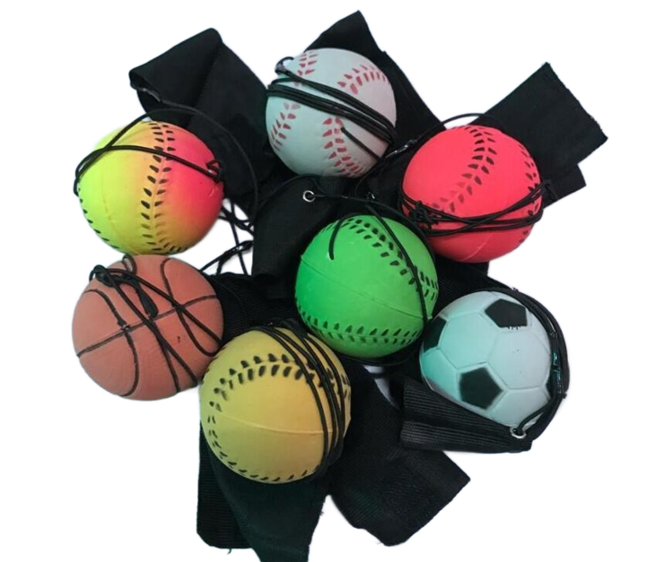 new arrivaL Random 5 Style Fun Toys Bouncy Fluorescent Rubber Ball Wrist Band Ball