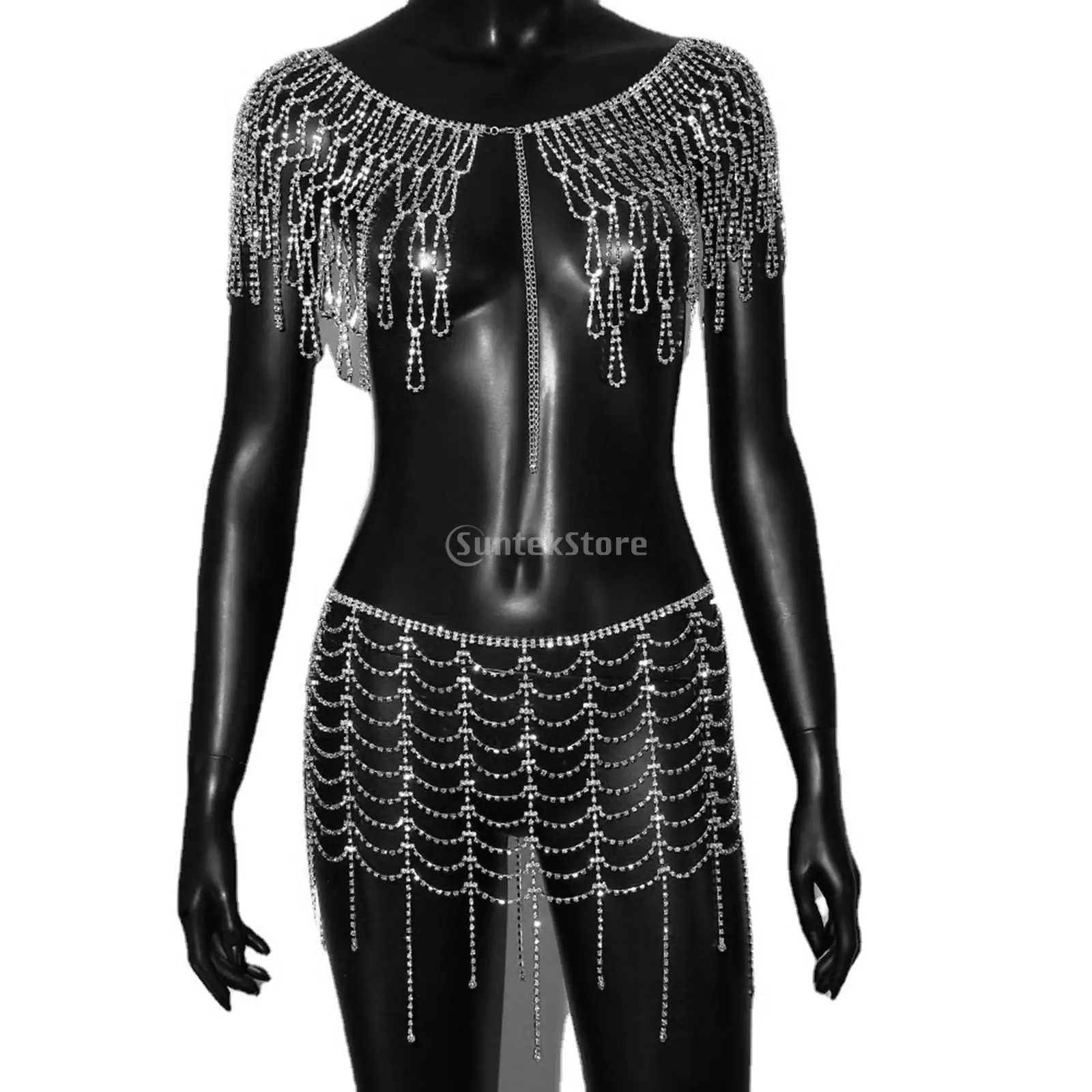 Pearl Body Chain Fashion Shoulder Necklace Bra Jewelry for Costume Party Dance Party Theme Party Gift 240223