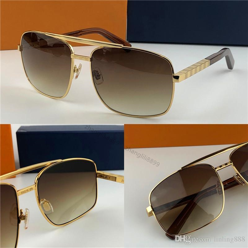 Fashion sunglasses for mens Attitude UV Cut Square Gold Brown Anti-Ultraviolet UV400 Lens Top Quality With Case box Z260306