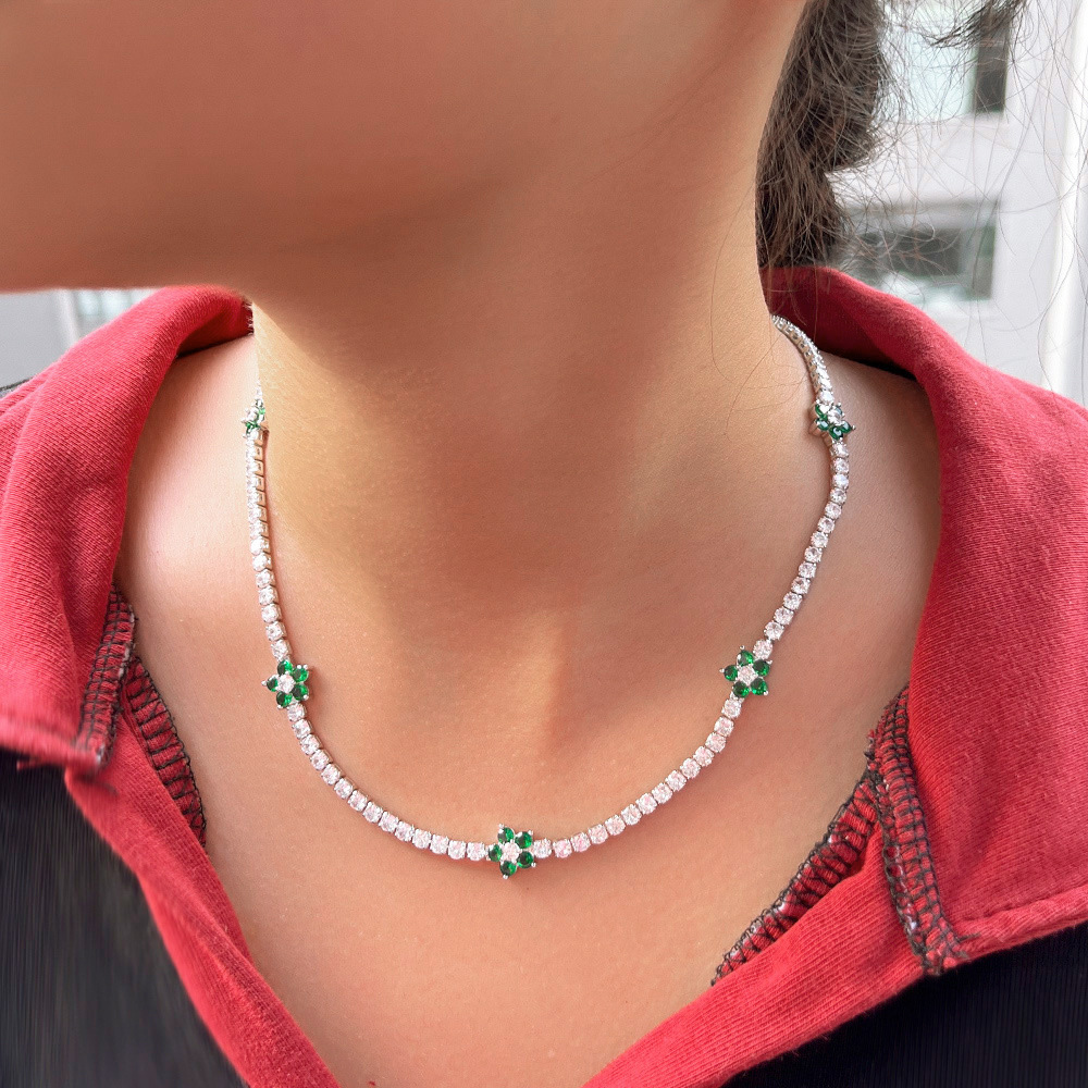 Choucong Brand Tennis Pendant Luxury Jewelry 18K White Gold Fill Round Cut 5A Cubic Zircon CZ Diamond Gemstones Party Women Eternity Necklace For Love