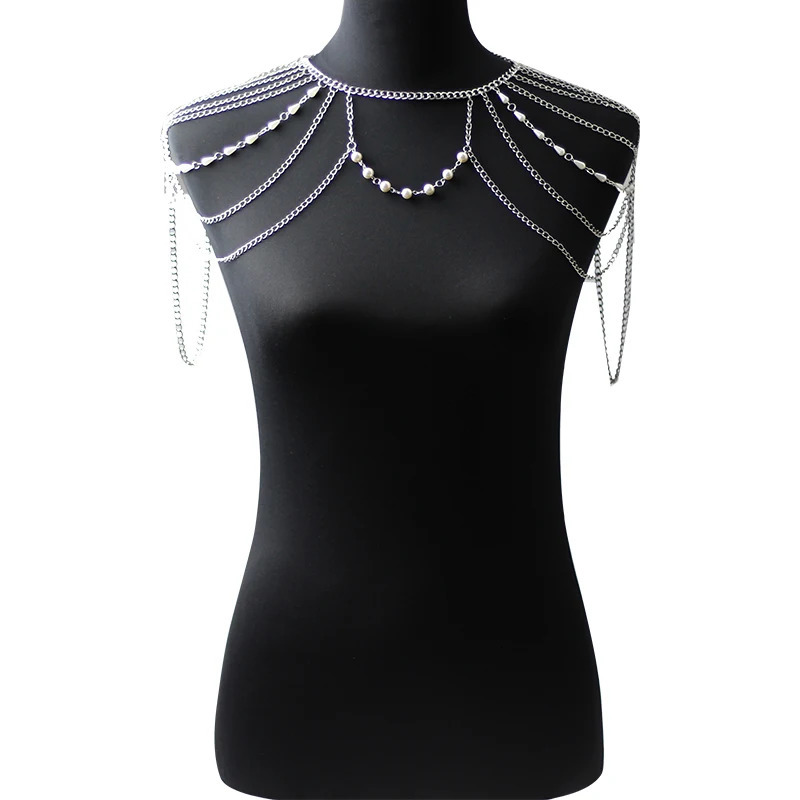 Shoulder Chain Necklaces Pendants beads Chains Punk Necklace Fashion Party Shoulder Accessories 240223