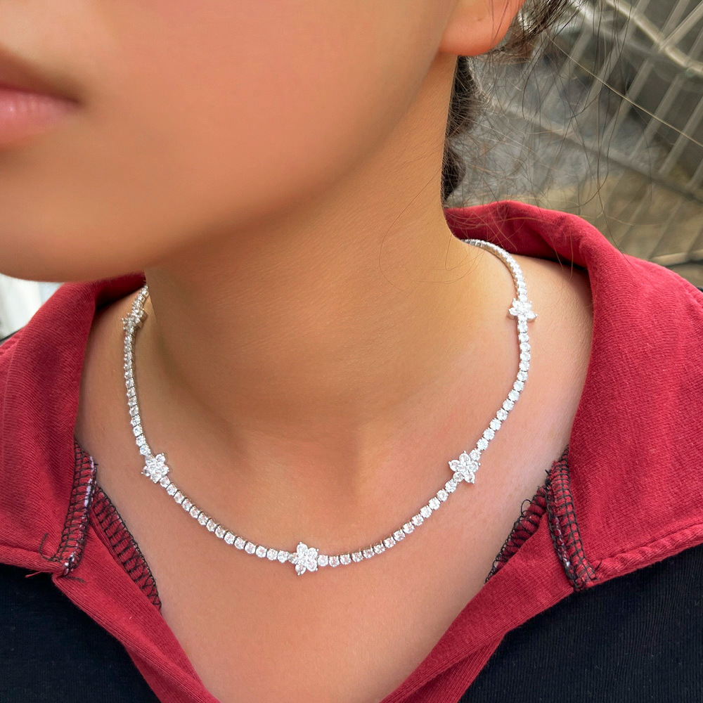 Choucong Brand Tennis Pendant Luxury Jewelry 18K White Gold Fill Round Cut 5A Cubic Zircon CZ Diamond Gemstones Party Women Eternity Necklace For Love