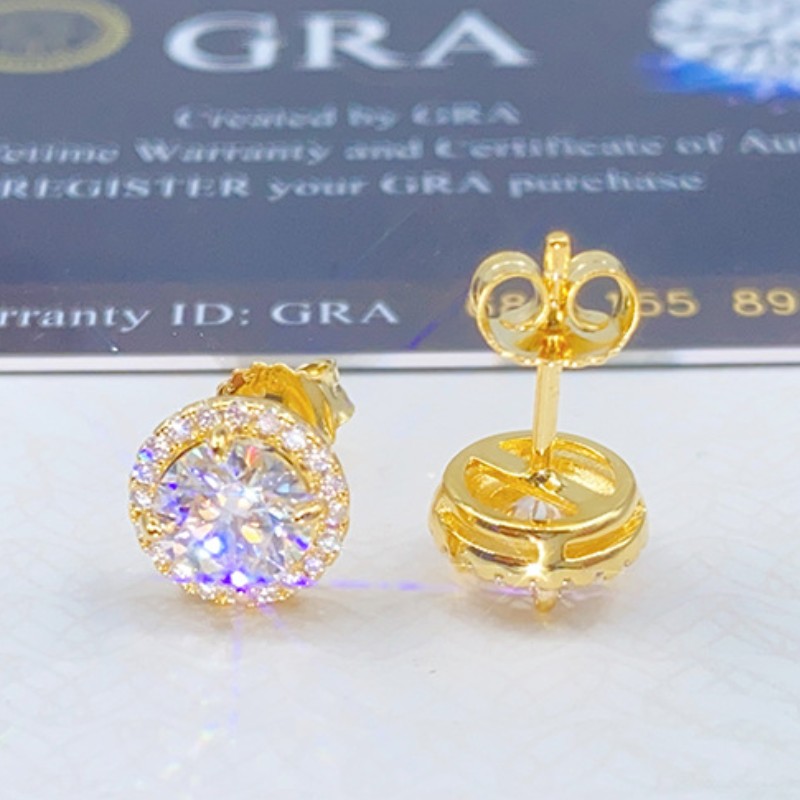 Classic Design 925 Sterling Silver Screw Back GRA Certificated Diamond Moissanite Stud Earrings for Men Women Birthday Gift