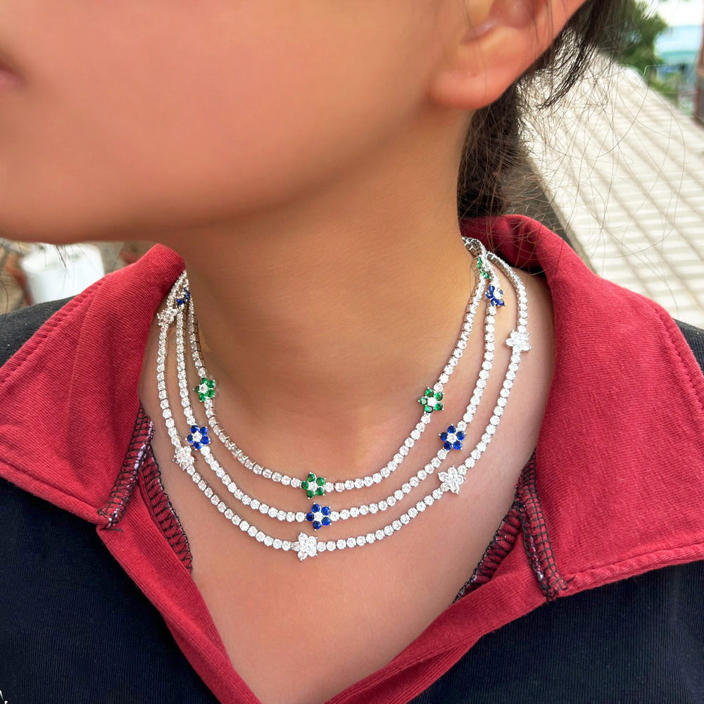 Choucong Brand Tennis Pendant Luxury Jewelry 18K White Gold Fill Round Cut 5A Cubic Zircon CZ Diamond Gemstones Party Women Eternity Necklace For Love