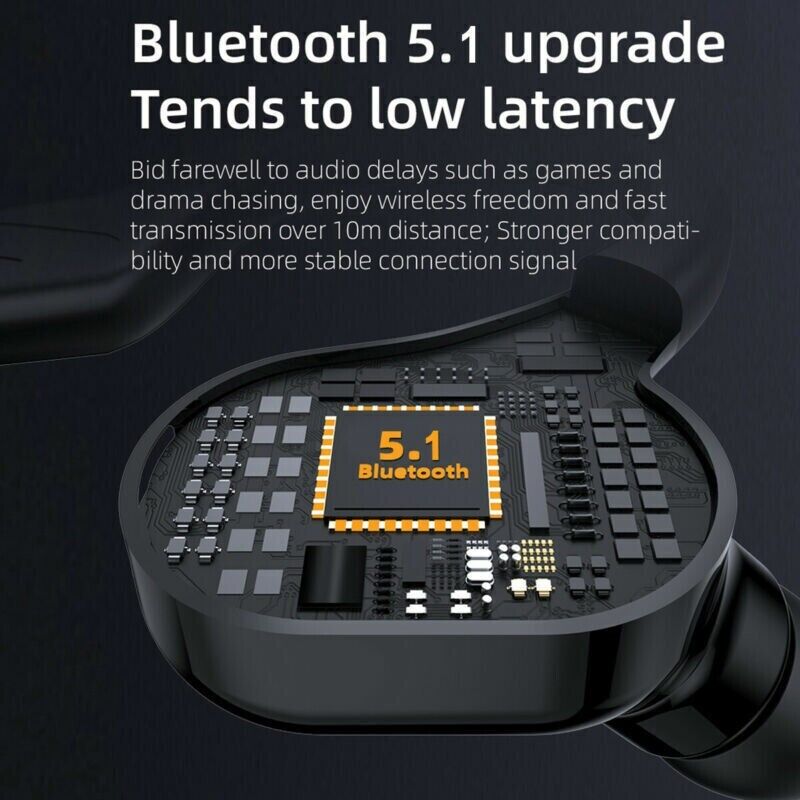 Bluetooth 5.2 Earphone Waterproof Wireless Headphones with Mic Mini Ear Hooks HiFi Stereo Music Earbuds for Phone Gaming Headset subwoofer Noise Reduc - view 6