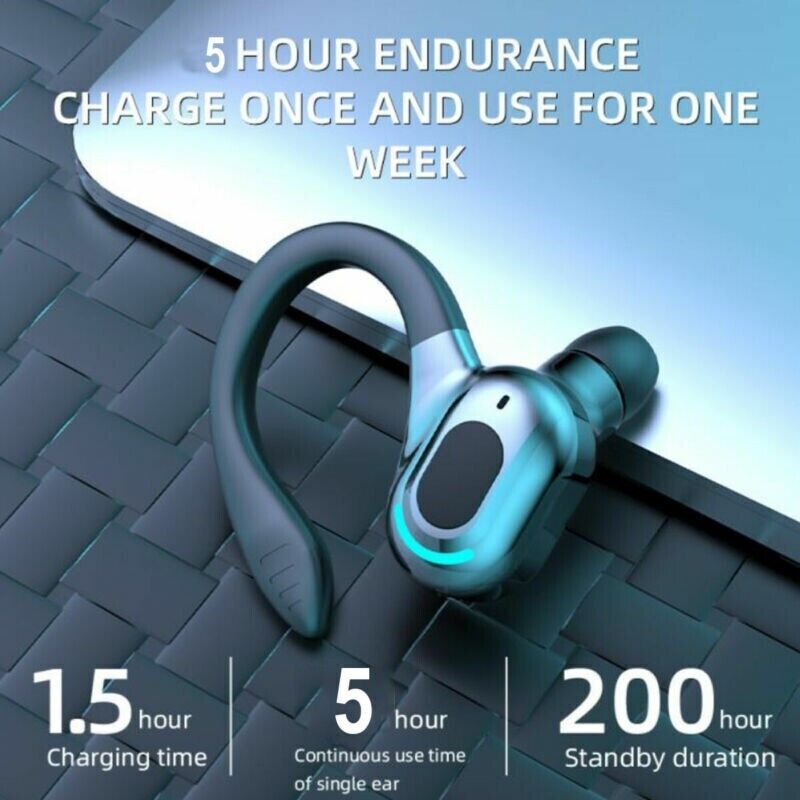 Bluetooth 5.2 Earphone Waterproof Wireless Headphones with Mic Mini Ear Hooks HiFi Stereo Music Earbuds for Phone Gaming Headset subwoofer Noise Reduc