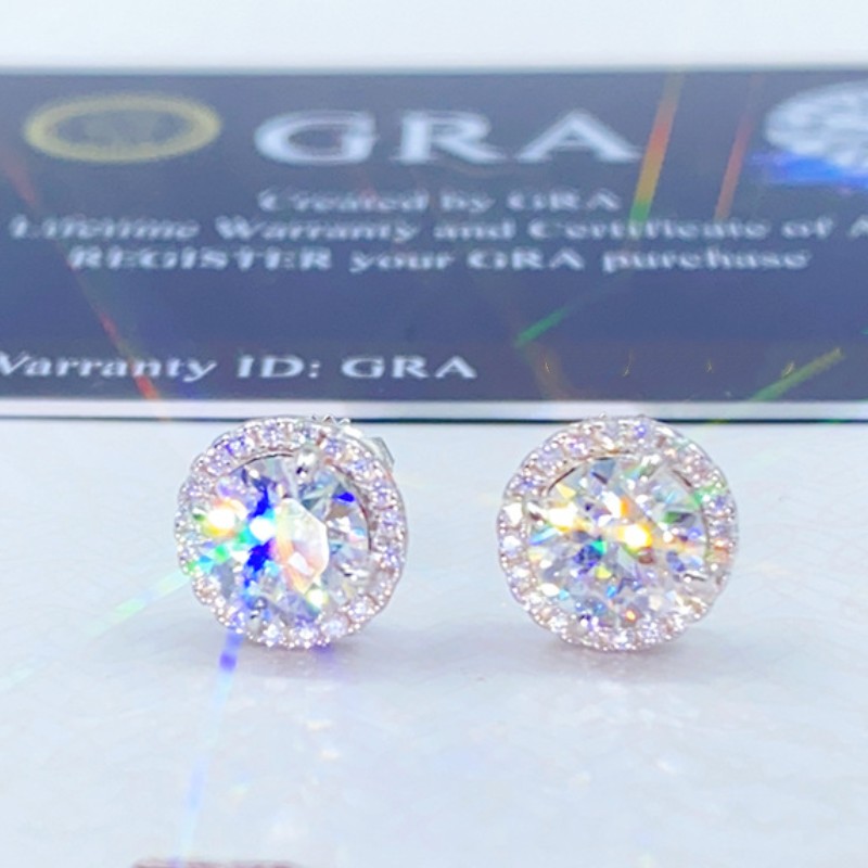 Classic Design 925 Sterling Silver Screw Back GRA Certificated Diamond Moissanite Stud Earrings for Men Women Birthday Gift