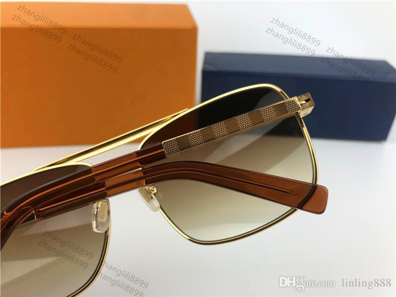 Fashion sunglasses for mens Attitude UV Cut Square Gold Brown Anti-Ultraviolet UV400 Lens Top Quality With Case box Z260306