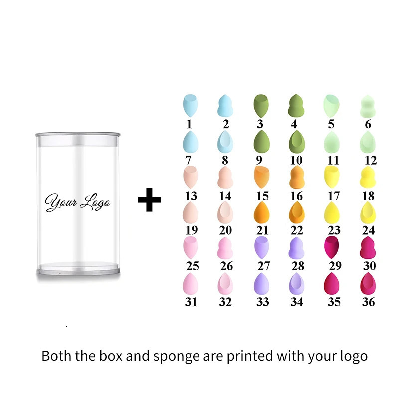 25pcs Custom Beauty Egg Cosmetic Blender with box Customize Make Up Private Label Latex Free Clear Box Makeup Sponge 240220