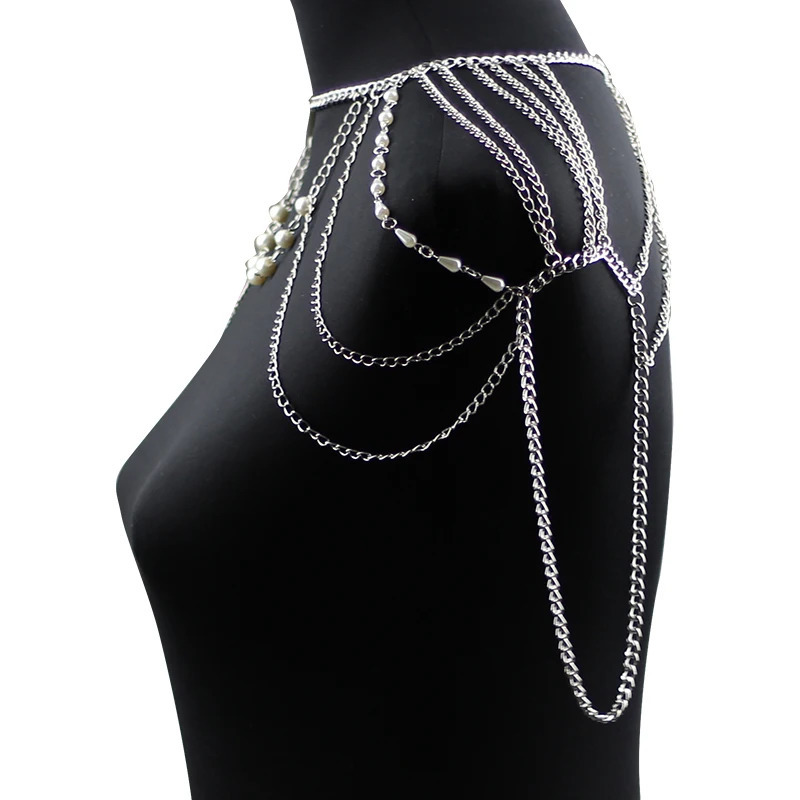 Shoulder Chain Necklaces Pendants beads Chains Punk Necklace Fashion Party Shoulder Accessories 240223