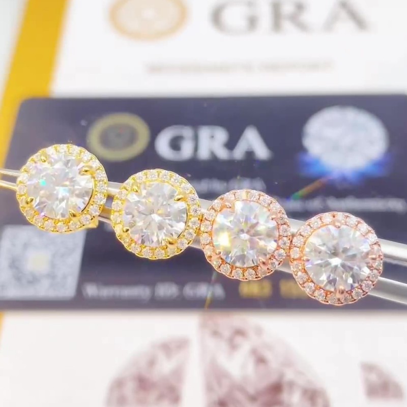 Classic Design 925 Sterling Silver Screw Back GRA Certificated Diamond Moissanite Stud Earrings for Men Women Birthday Gift