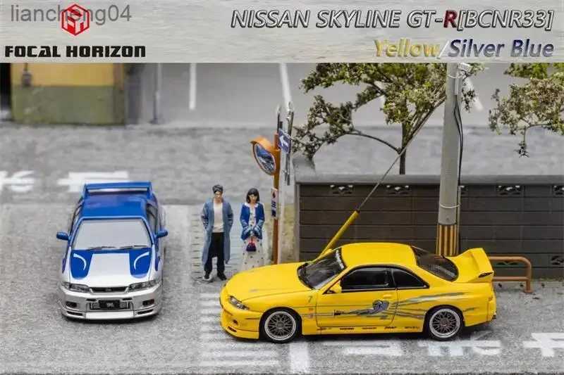Diecast Model Cars **Preorder**Focal Horizon FH 1 64 Skyline R33 GT-R BCNR33 FNF Silver Blue /Yellow limited999 Diecast Model Car L251114