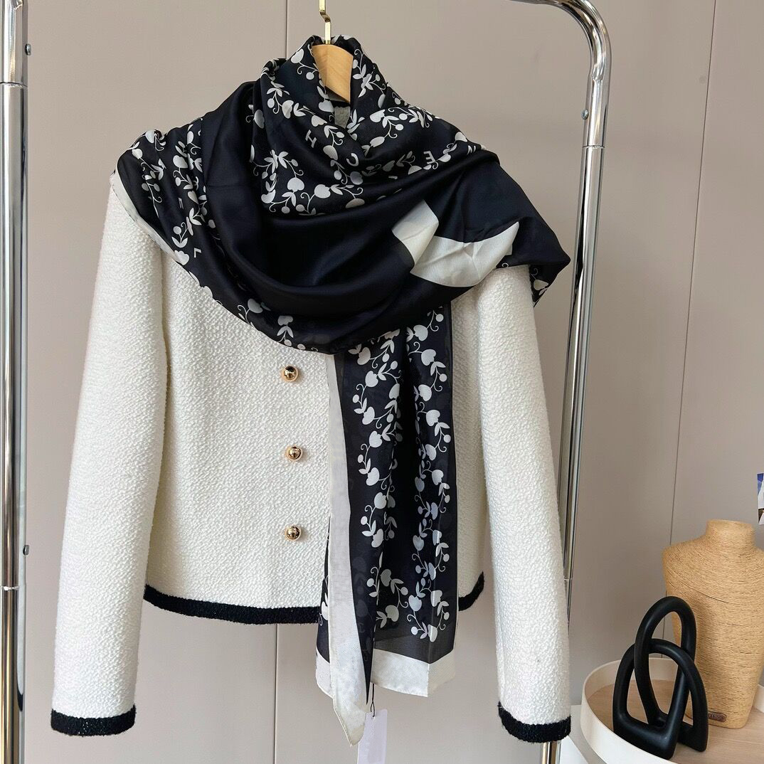 Designer silk scarf designers for women high quality soft luxury designer scarf silk lady shawl travel beach silk ring scarves 180-90cm