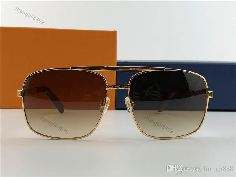 Fashion sunglasses for mens Attitude UV Cut Square Gold Brown Anti-Ultraviolet UV400 Lens Top Quality With Case box Z260306