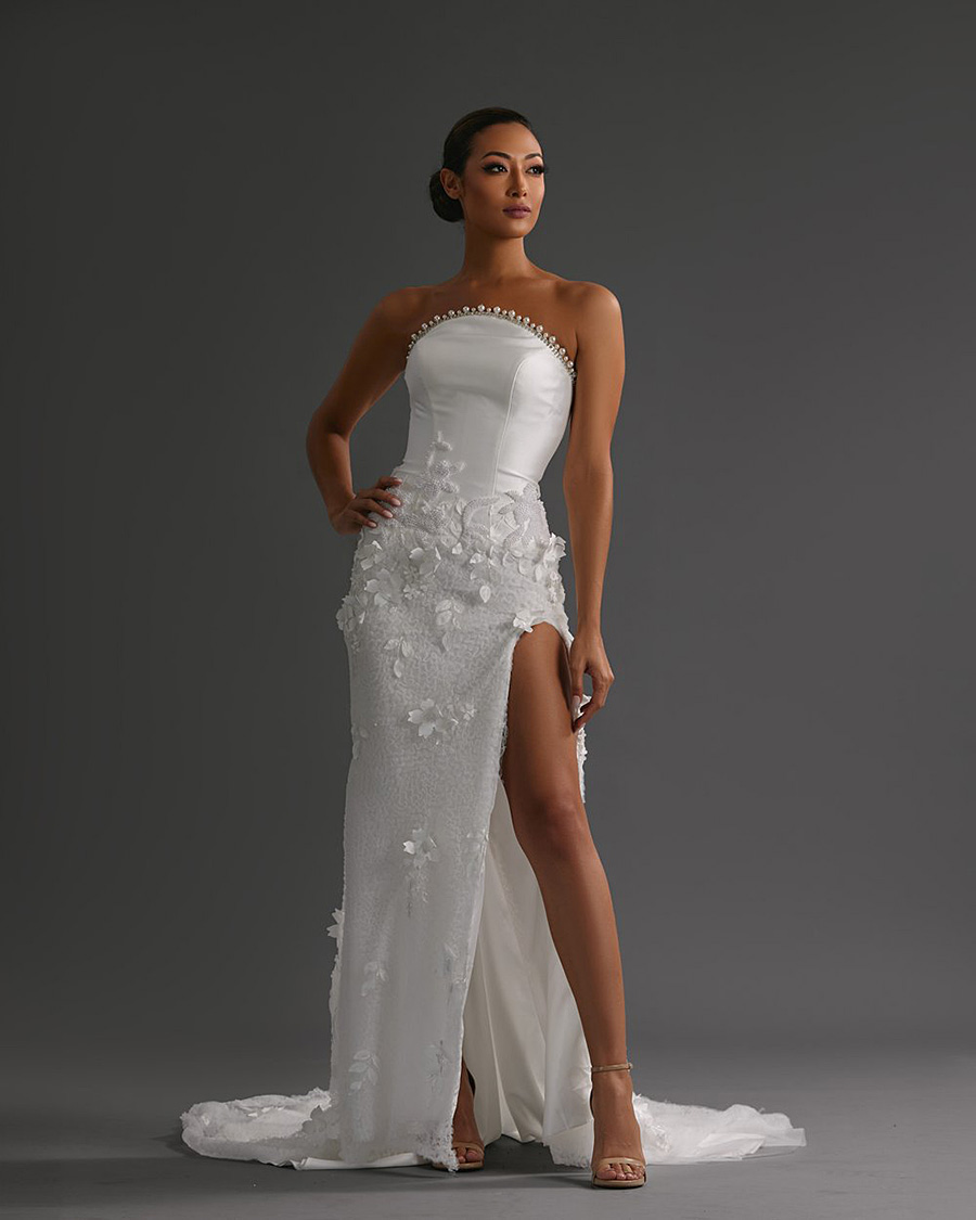 Modern Pearls Stain Mermaid Wedding Dresses With Detachable Tail D Floral Appliques Beaded Thigh High Slits Bridal Gowns Vestidos De Novia