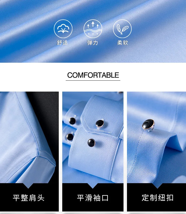 Mens Silk Shirts Long Sleeve Drill Button Solid Color 3XL Silky Business Formal Social No Iron and Wrinkle Soft Fashion Clothes 240219