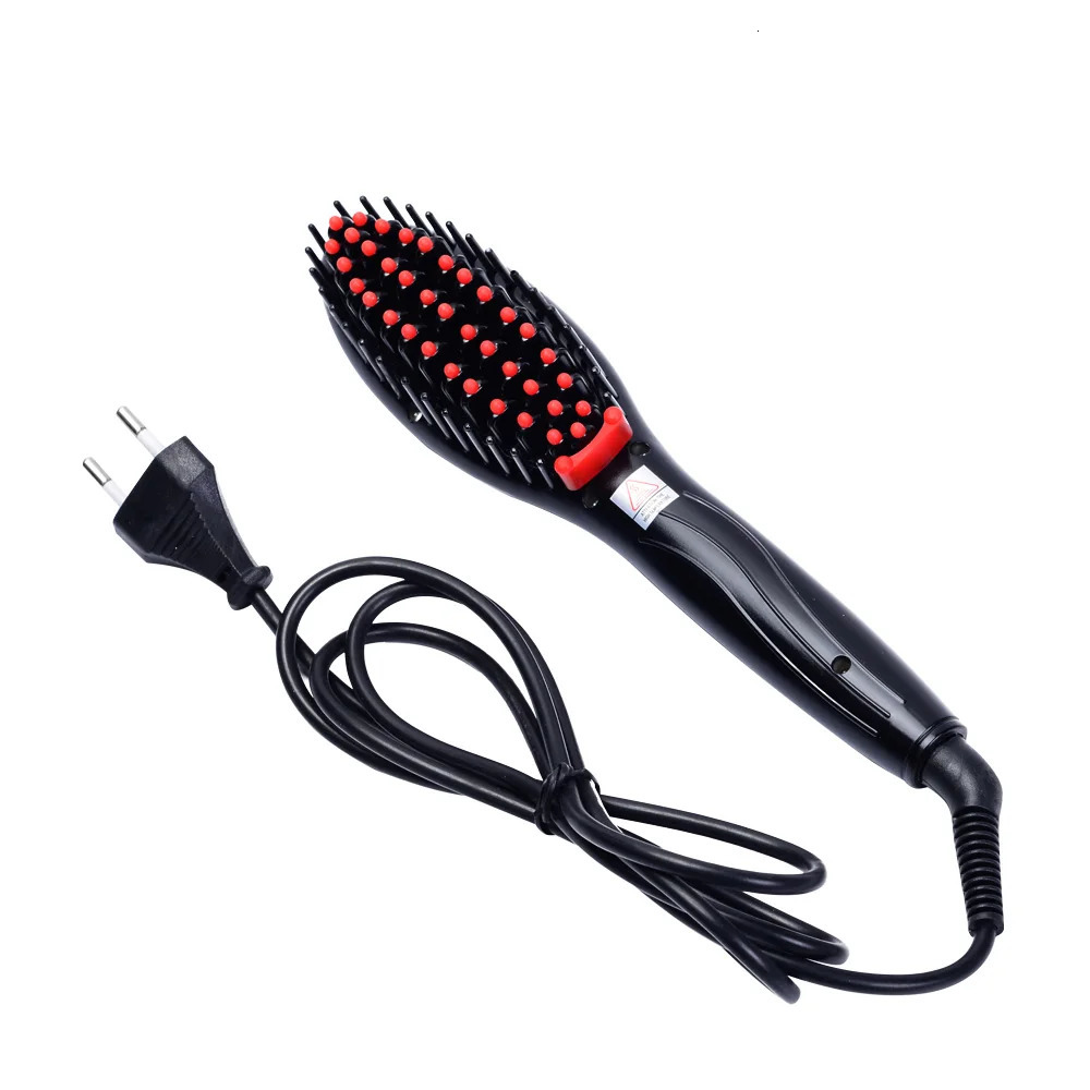 Ceramic Electric Hair Straightening Brush Hair Straightener Comb Girls Ladies Wet Dry Hair Care Styling Tools 240222