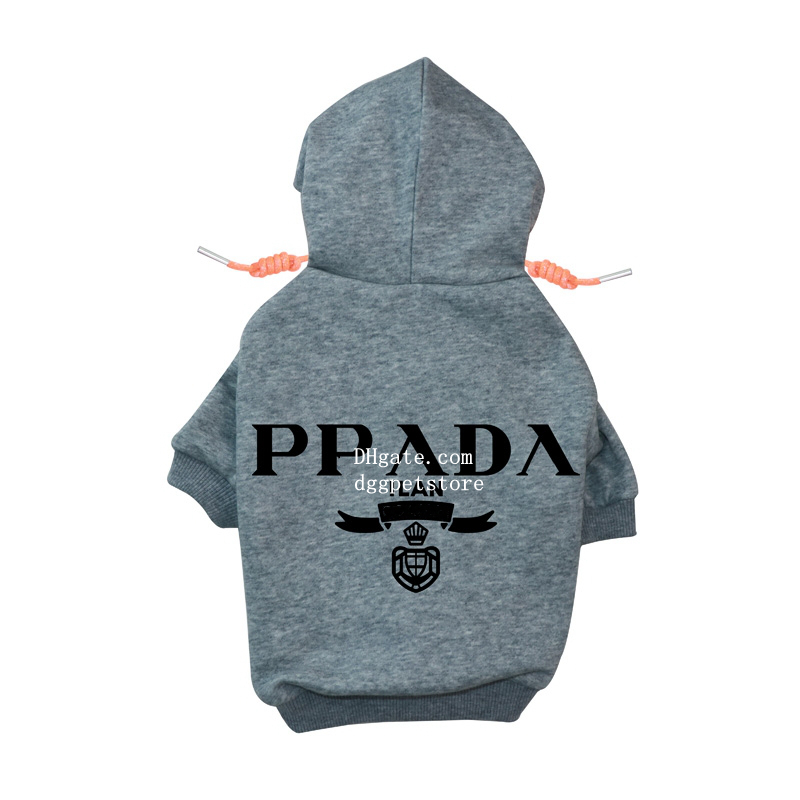 Designer Dog Hoodie Brand Dog Apparel with Classic Letter Soft Warm Dog Clothes Streetwear Cotton Sweatshirt Fashion Outfit for Small Medium Dogs Cats Puppy Gray 950