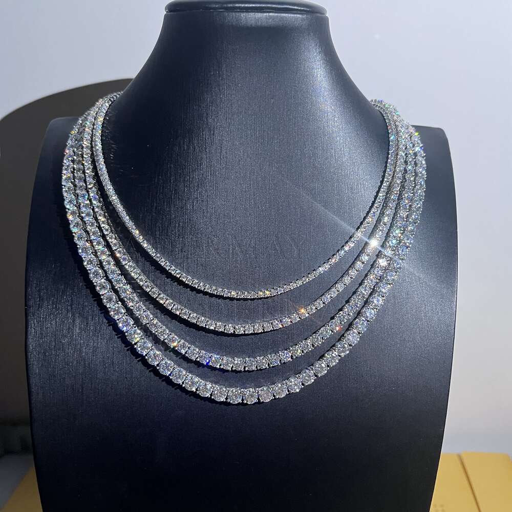 Necklace Wholesale Price In Stock Chain Iced Out Sier 2Mm-10Mm Micro Clustered D VVS Moissanite Tennis Bracelet
