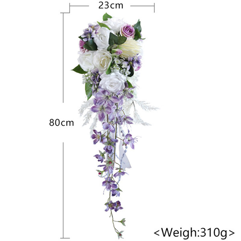 Lavender Puroples Wedding Bouquets High Quality Wedding Flowers 23*80cm 2024 New Arrival Real Pictures