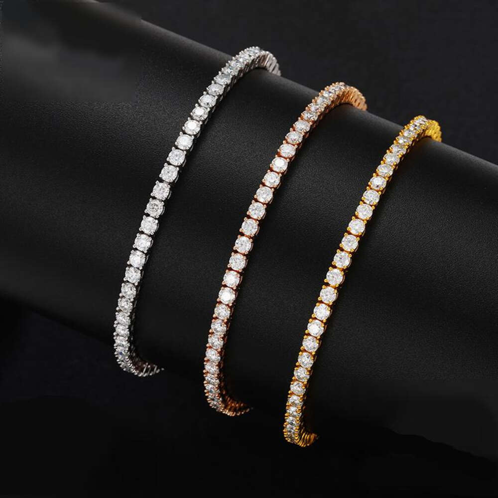 Necklace Wholesale Price In Stock Chain Iced Out Sier 2Mm-10Mm Micro Clustered D VVS Moissanite Tennis Bracelet