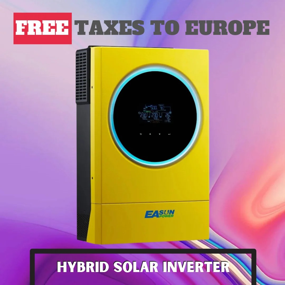 EASUN POWER Hybrid Solar Inverter 5.6KW 230vac MPPT 120A Solar Charger PV Input 6000W 450vdc LED Ring Lights Touchable Button