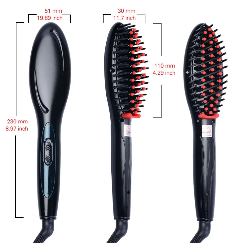 Ceramic Electric Hair Straightening Brush Hair Straightener Comb Girls Ladies Wet Dry Hair Care Styling Tools 240222