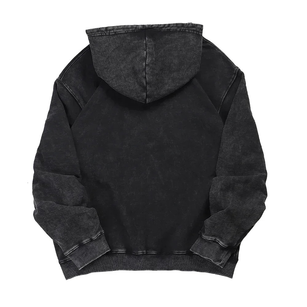 Long Sleeve Vintage Hoodie Cotton Washed Retro Hoodies Y2k Hooded Sweater Streetwear Sweatshirts Solid Color Sweatshirt Hoody 240220