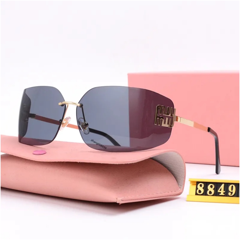 Fashion designer Sunglasses For Women Wrap Logo Luxury MU Rimless Frame senior Eyewear woman eyeglasses Vintage Metal Sun Glasses2024