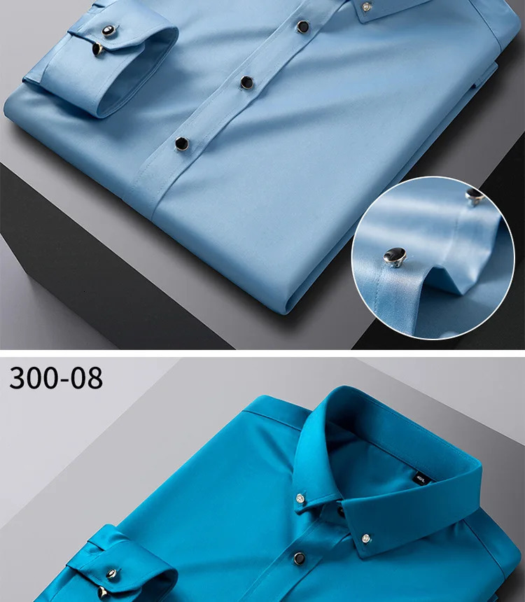 Mens Silk Shirts Long Sleeve Drill Button Solid Color 3XL Silky Business Formal Social No Iron and Wrinkle Soft Fashion Clothes 240219