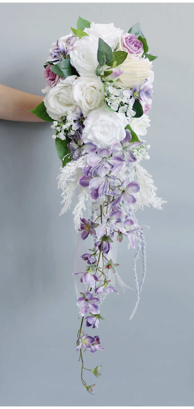 Lavender Puroples Wedding Bouquets High Quality Wedding Flowers 23*80cm 2024 New Arrival Real Pictures