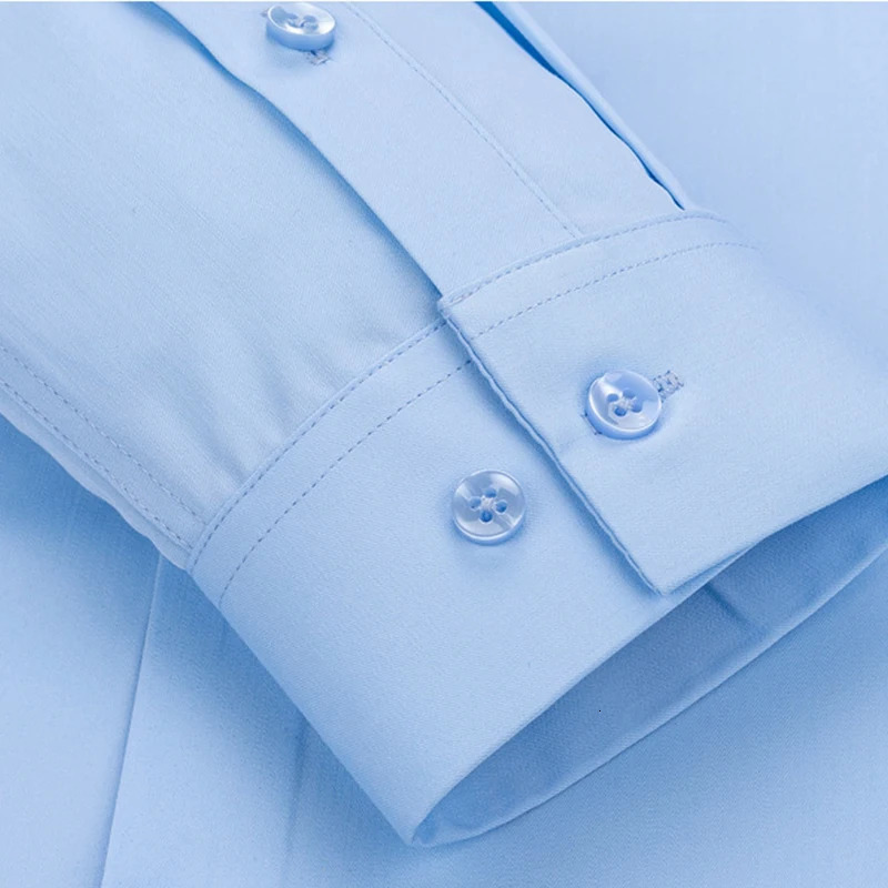 6XL Large Business Dress Social Solid Silk Smooth Long Sleeve Mens Shirt Non iron Spring and Autumn Break High Quality 240219