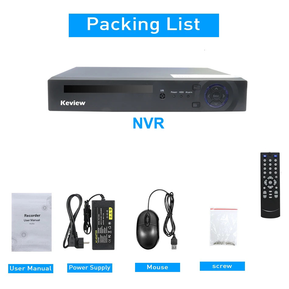 Keview H265 48CH POE NVR Security IP Camera Video Surveillance CCTV System P2P 8MP 5MP2MP Network Recorder Face Detect 240219