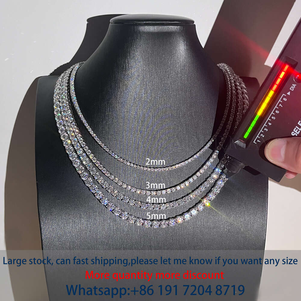 Necklace Wholesale Price In Stock Chain Iced Out Sier 2Mm-10Mm Micro Clustered D VVS Moissanite Tennis Bracelet
