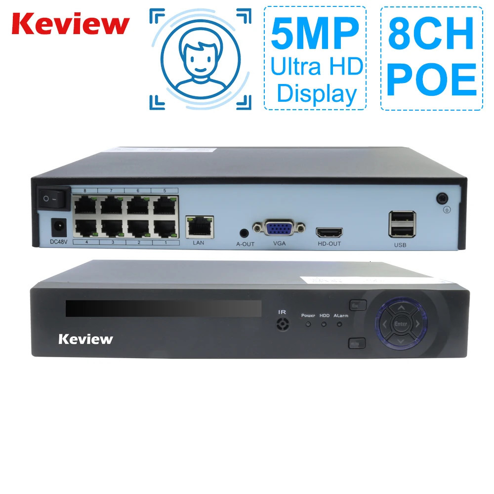 Keview H265 48CH POE NVR Security IP Camera Video Surveillance CCTV System P2P 8MP 5MP2MP Network Recorder Face Detect 240219