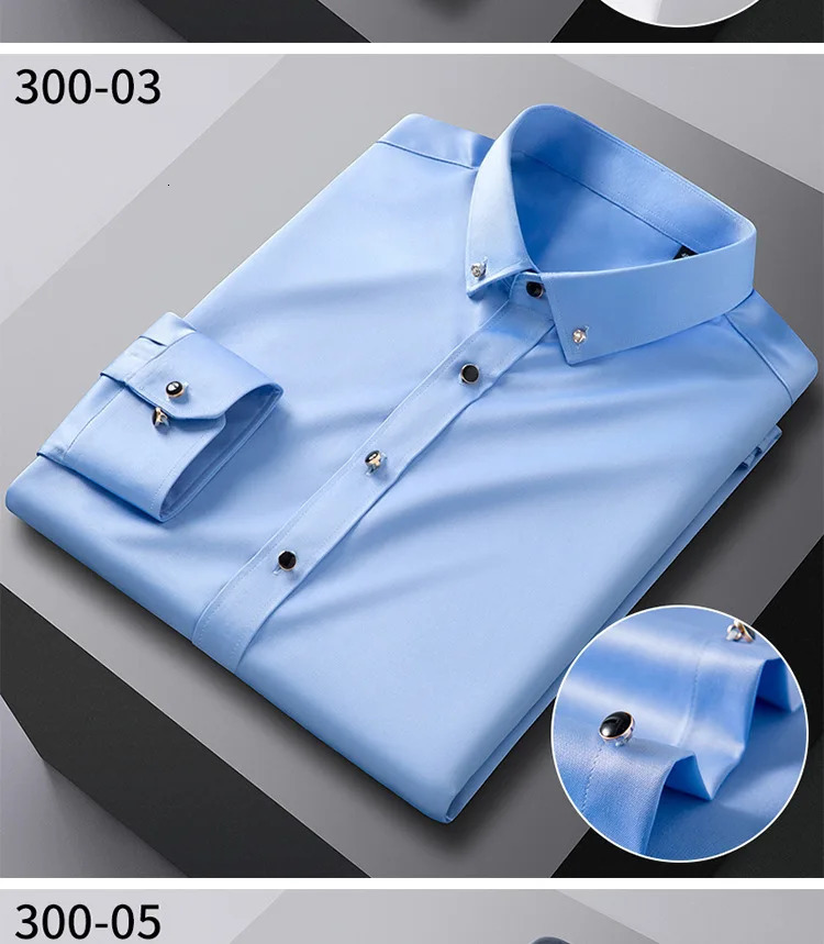 Mens Silk Shirts Long Sleeve Drill Button Solid Color 3XL Silky Business Formal Social No Iron and Wrinkle Soft Fashion Clothes 240219