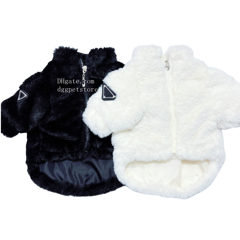Winter Apparel Designer Clothes Dog Faux Fur Coat Turtleneck Puppy Sweater Cold Weather Pets Jacket Warm Outfit Jackets for Small Medium Dogs White 90