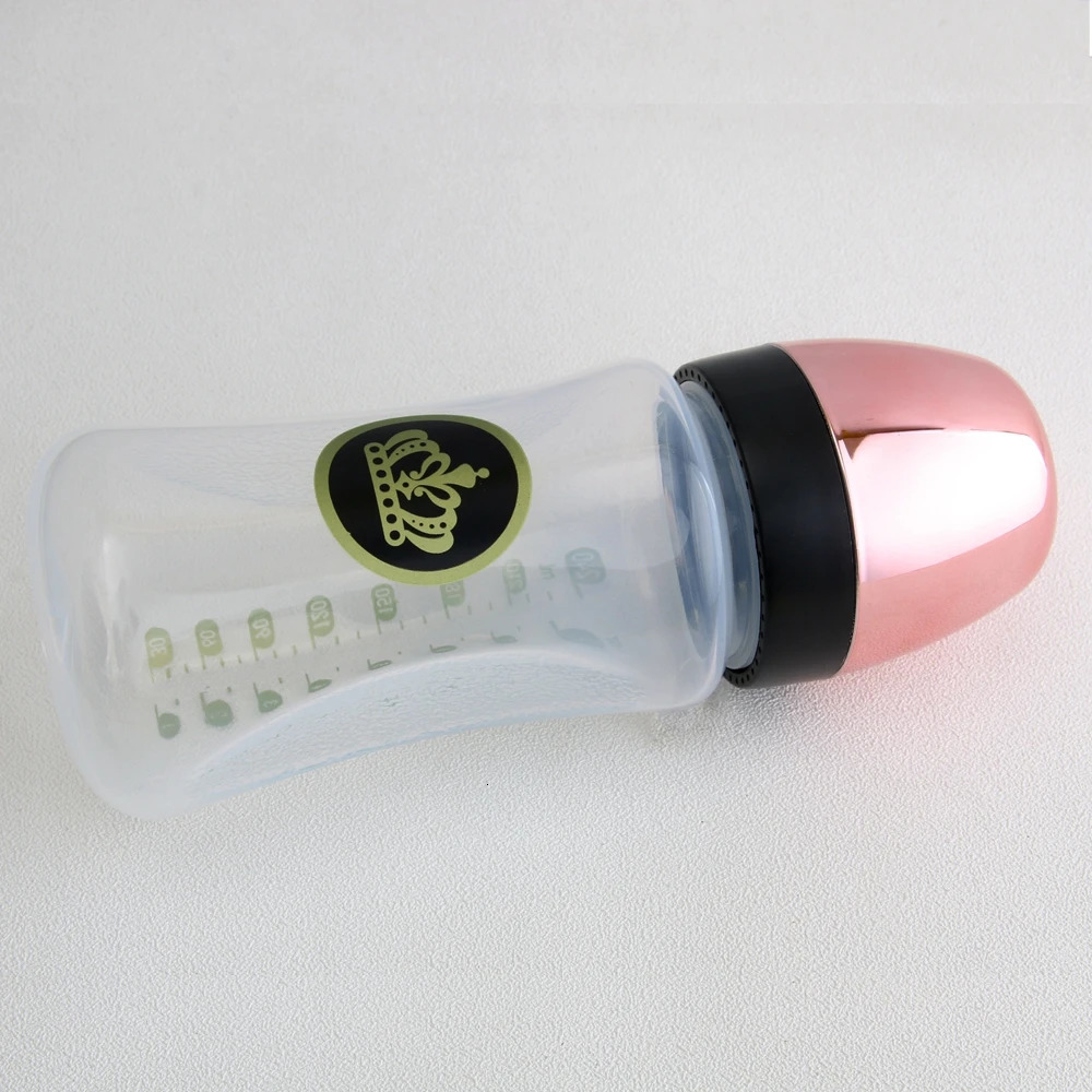 240ml Rose Gold Baby Bottle And Pacifier Set With Chain Clip 26 Letters Bling Kit BPA Free 240223