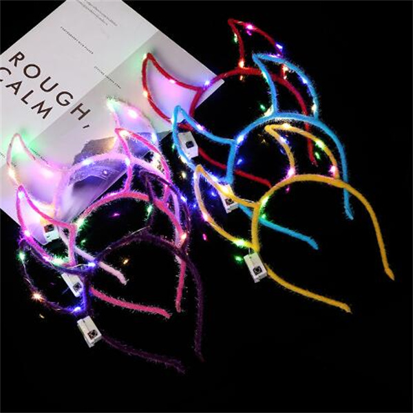 Glow Cat Ear Headband Light Up Flash Hairband LED Neon Birthday Wedding Glow Party Decoration