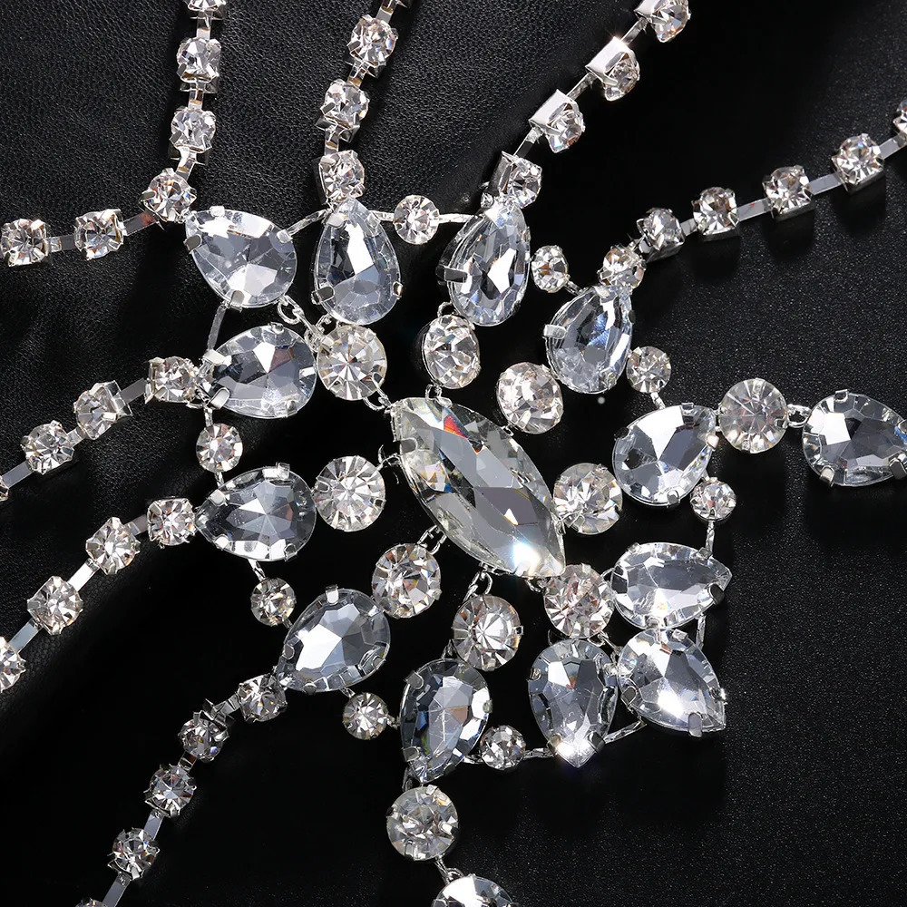 Boho Crystal Bridal Shoulder Necklace Sexy Porm Body Necklace Bead Shawl Wraps Accessories For Women Body Chains Jewelry 240223