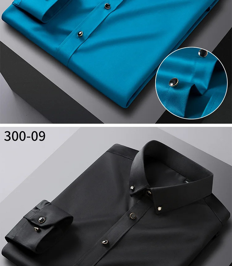 Mens Silk Shirts Long Sleeve Drill Button Solid Color 3XL Silky Business Formal Social No Iron and Wrinkle Soft Fashion Clothes 240219