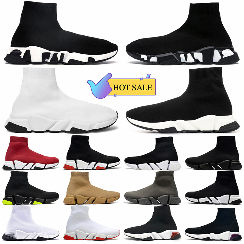 Top Quality Mens Speed Trainer Designer Sock Shoes Casual Socks Trainers White Black Red Beige Graffiti Lace-Up Loafers Flat socks designers Sneakers Womens Fashion